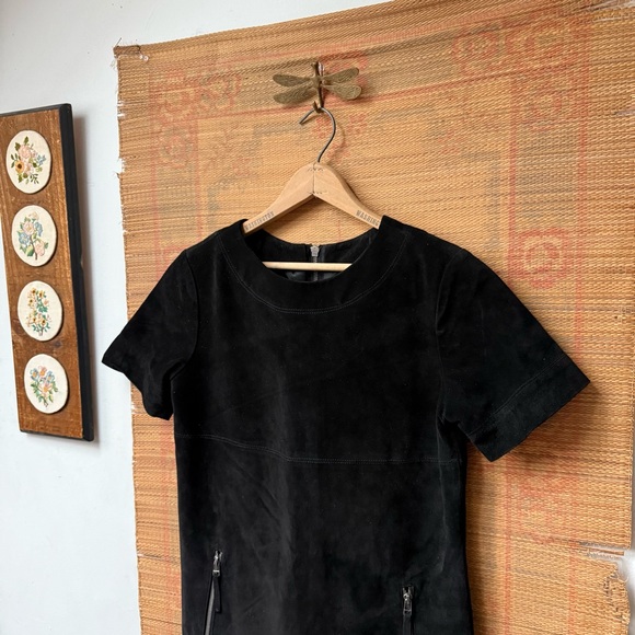 Neiman Marcus Black Suede Vintage Knee Length Dress size Small - Picture 3 of 5